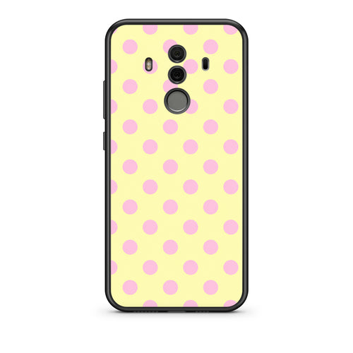 Θήκη Huawei Mate 10 Pro Pink Polka Dots on Yellow από τη Smartfits με σχέδιο στο πίσω μέρος και μαύρο περίβλημα | Huawei Mate 10 Pro Pink Polka Dots on Yellow case with colorful back and black bezels