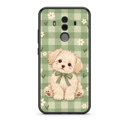 Θήκη Huawei Mate 10 Pro Puppy and Daisies on Sage Gingham από τη Smartfits με σχέδιο στο πίσω μέρος και μαύρο περίβλημα | Huawei Mate 10 Pro Puppy and Daisies on Sage Gingham case with colorful back and black bezels