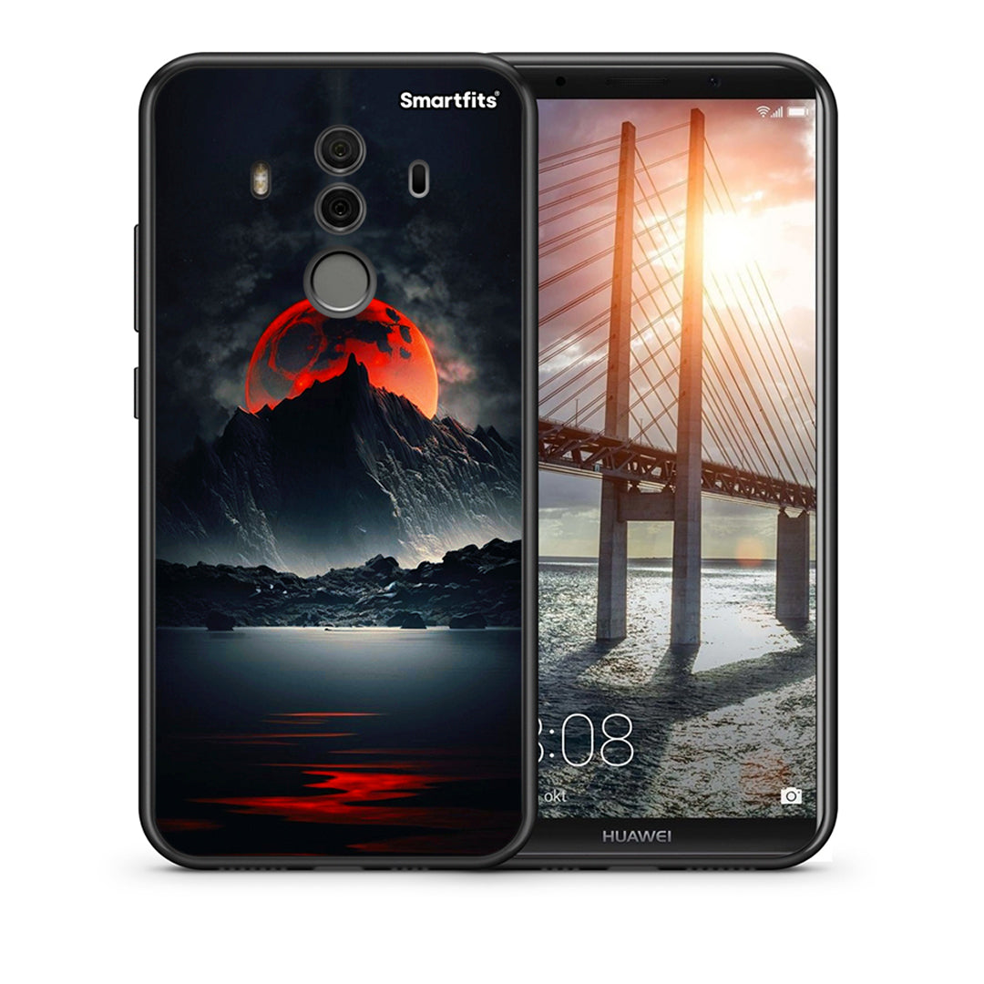 Θήκη Huawei Mate 10 Pro Red Full Moon από τη Smartfits με σχέδιο στο πίσω μέρος και μαύρο περίβλημα | Huawei Mate 10 Pro Red Full Moon case with colorful back and black bezels