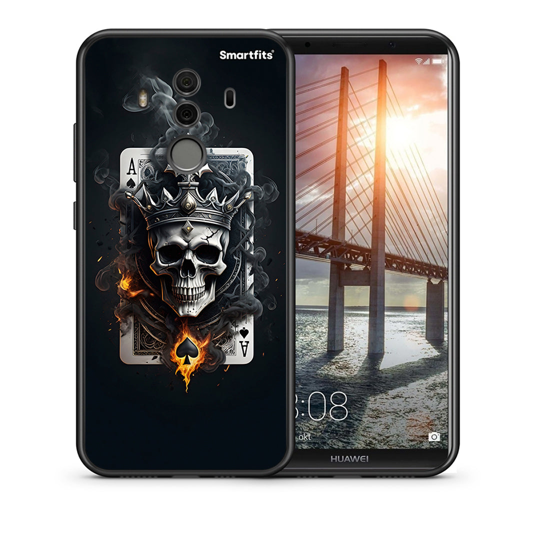 Θήκη Huawei Mate 10 Pro Skull King Ace από τη Smartfits με σχέδιο στο πίσω μέρος και μαύρο περίβλημα | Huawei Mate 10 Pro Skull King Ace case with colorful back and black bezels