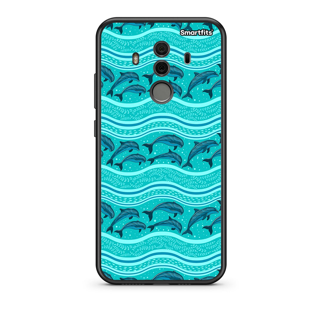 Huawei Mate 10 Pro Swimming Dolphins θήκη από τη Smartfits με σχέδιο στο πίσω μέρος και μαύρο περίβλημα | Smartphone case with colorful back and black bezels by Smartfits