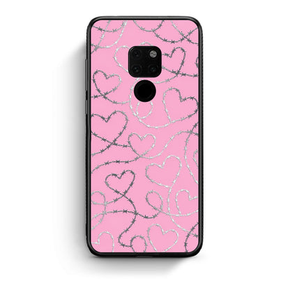 Θήκη Huawei Mate 20 Barbed Wire Hearts on Pink από τη Smartfits με σχέδιο στο πίσω μέρος και μαύρο περίβλημα | Huawei Mate 20 Barbed Wire Hearts on Pink case with colorful back and black bezels