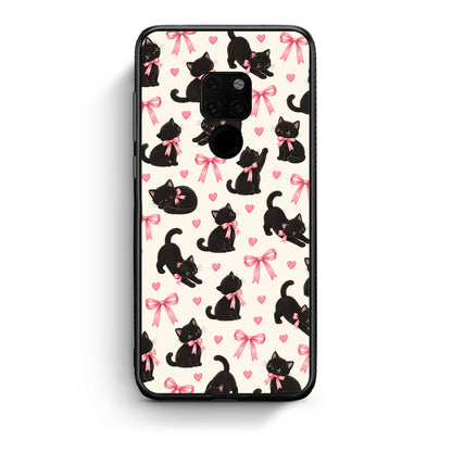 Θήκη Huawei Mate 20 Black Kittens and Pink Bows on Cream Small από τη Smartfits με σχέδιο στο πίσω μέρος και μαύρο περίβλημα | Huawei Mate 20 Black Kittens and Pink Bows on Cream Small case with colorful back and black bezels