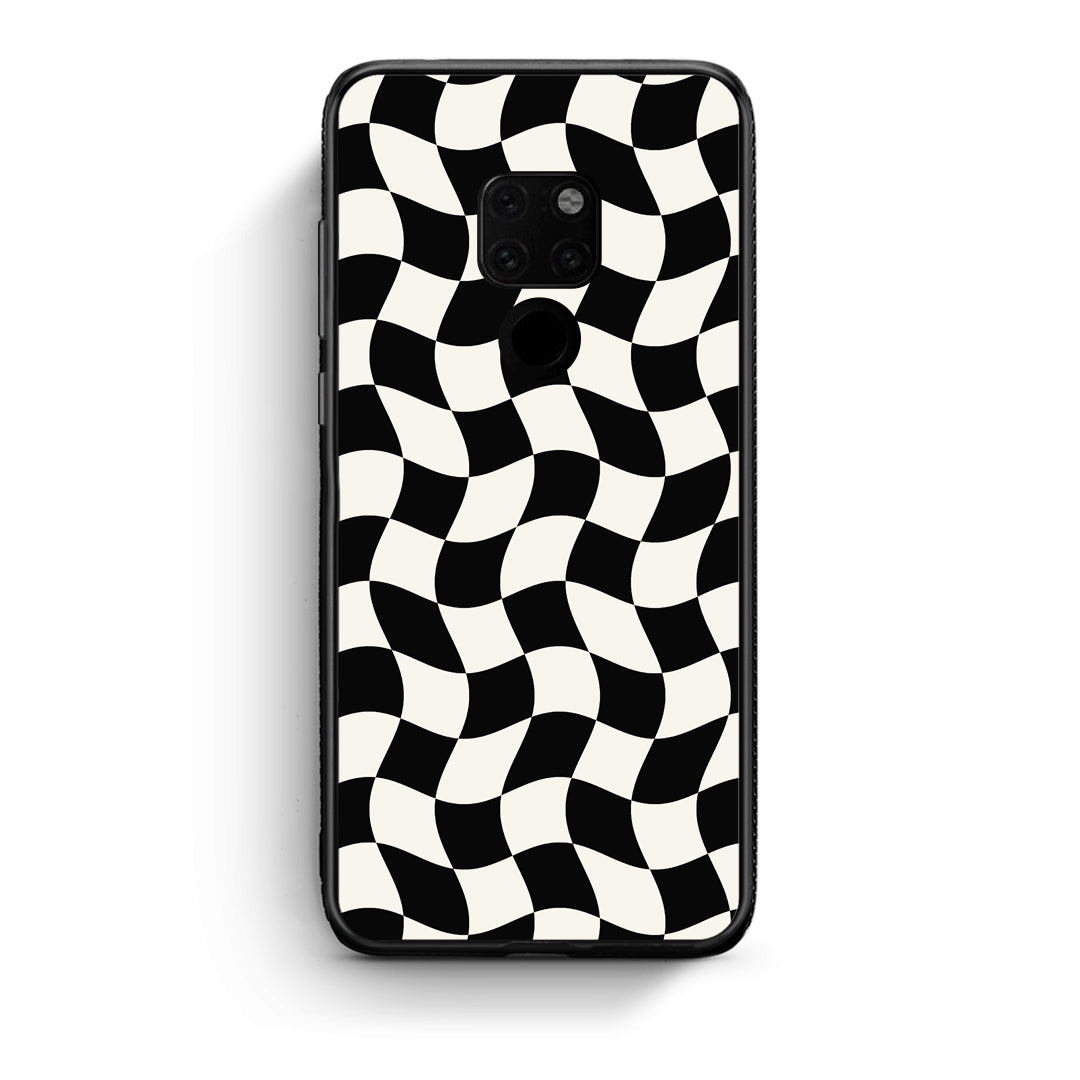 Θήκη Huawei Mate 20 Black and Cream Wavy Checkerboard από τη Smartfits με σχέδιο στο πίσω μέρος και μαύρο περίβλημα | Huawei Mate 20 Black and Cream Wavy Checkerboard case with colorful back and black bezels