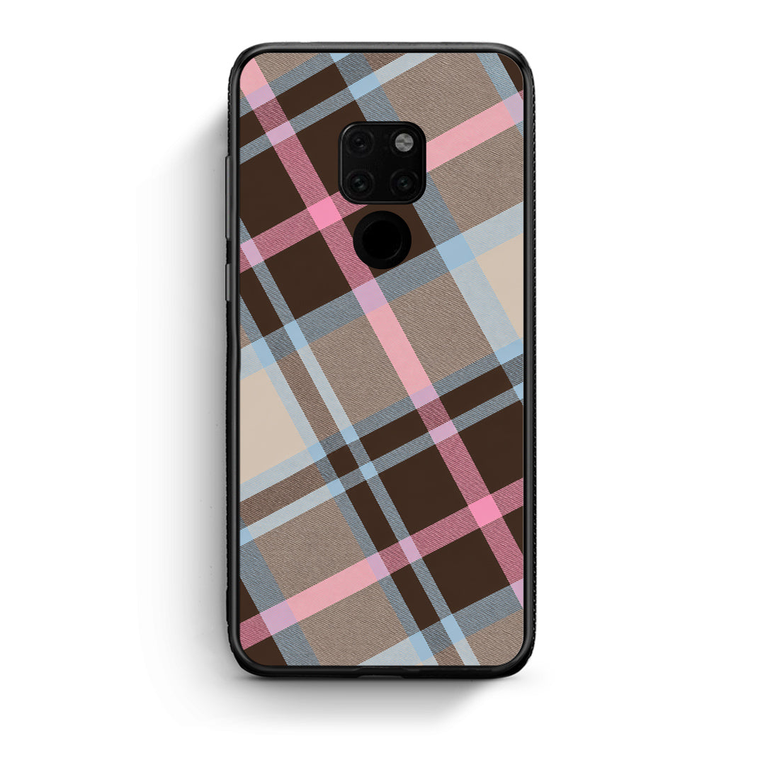 Θήκη Huawei Mate 20 Brown Pink and Blue Diagonal Plaid από τη Smartfits με σχέδιο στο πίσω μέρος και μαύρο περίβλημα | Huawei Mate 20 Brown Pink and Blue Diagonal Plaid case with colorful back and black bezels