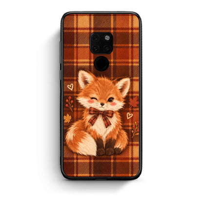 Θήκη Huawei Mate 20 Fox on Autumn Tartan από τη Smartfits με σχέδιο στο πίσω μέρος και μαύρο περίβλημα | Huawei Mate 20 Fox on Autumn Tartan case with colorful back and black bezels