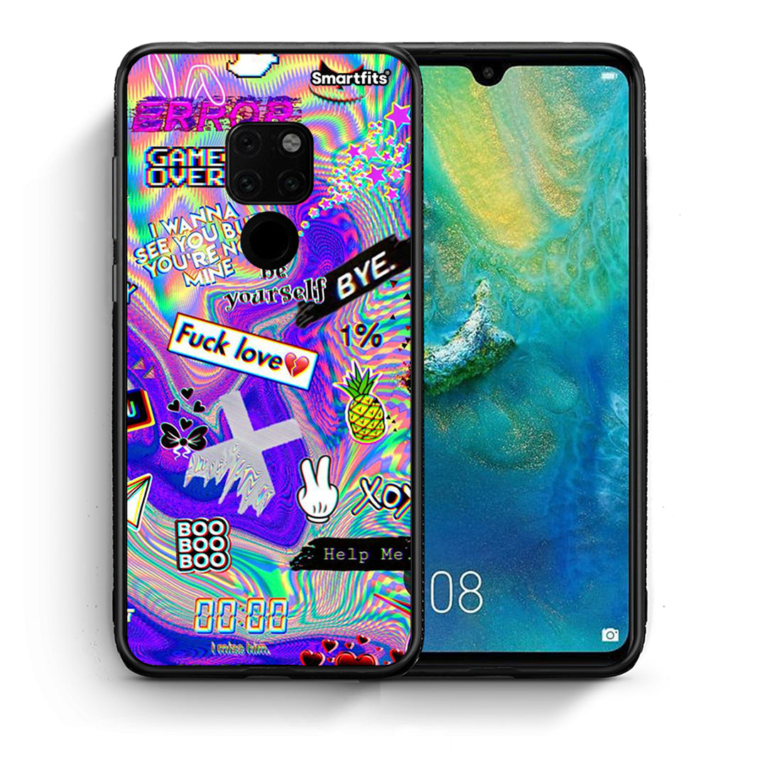 Θήκη Huawei Mate 20 Game Over από τη Smartfits με σχέδιο στο πίσω μέρος και μαύρο περίβλημα | Huawei Mate 20 Game Over case with colorful back and black bezels