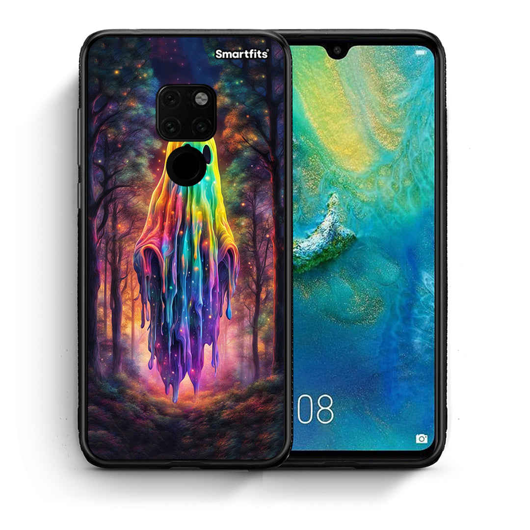 Θήκη Huawei Mate 20 Halloween Ghost από τη Smartfits με σχέδιο στο πίσω μέρος και μαύρο περίβλημα | Huawei Mate 20 Halloween Ghost case with colorful back and black bezels