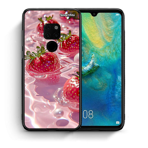 Θήκη Huawei Mate 20 Juicy Strawberries από τη Smartfits με σχέδιο στο πίσω μέρος και μαύρο περίβλημα | Huawei Mate 20 Juicy Strawberries case with colorful back and black bezels