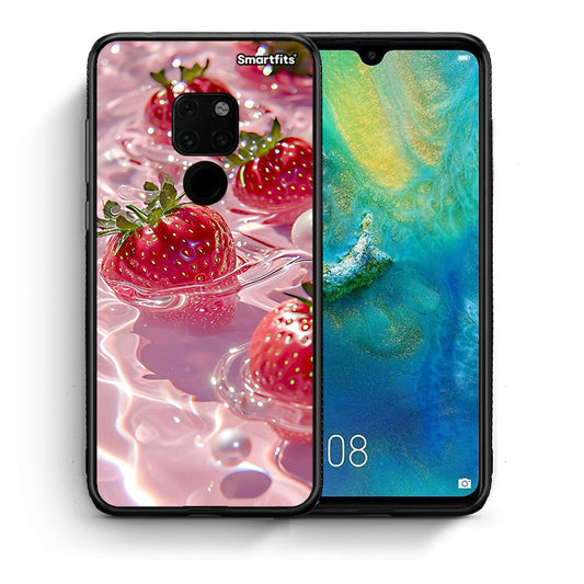 Θήκη Huawei Mate 20 Juicy Strawberries από τη Smartfits με σχέδιο στο πίσω μέρος και μαύρο περίβλημα | Huawei Mate 20 Juicy Strawberries case with colorful back and black bezels