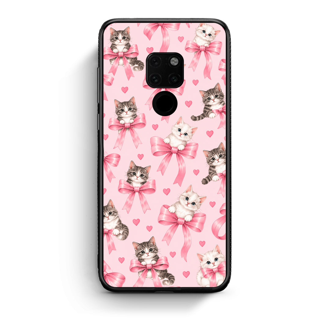Θήκη Huawei Mate 20 Kittens and Pink Bows on Pink από τη Smartfits με σχέδιο στο πίσω μέρος και μαύρο περίβλημα | Huawei Mate 20 Kittens and Pink Bows on Pink case with colorful back and black bezels