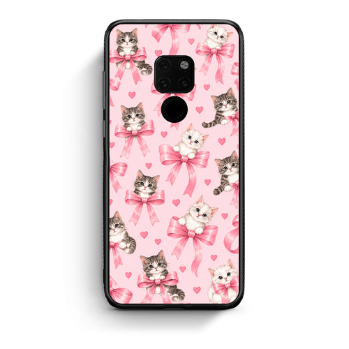 Θήκη Huawei Mate 20 Kittens and Pink Bows on Pink από τη Smartfits με σχέδιο στο πίσω μέρος και μαύρο περίβλημα | Huawei Mate 20 Kittens and Pink Bows on Pink case with colorful back and black bezels