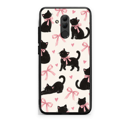 Θήκη Huawei Mate 20 Lite Black Kittens and Pink Bows on Cream Large από τη Smartfits με σχέδιο στο πίσω μέρος και μαύρο περίβλημα | Huawei Mate 20 Lite Black Kittens and Pink Bows on Cream Large case with colorful back and black bezels