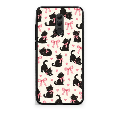 Θήκη Huawei Mate 20 Lite Black Kittens and Pink Bows on Cream Small από τη Smartfits με σχέδιο στο πίσω μέρος και μαύρο περίβλημα | Huawei Mate 20 Lite Black Kittens and Pink Bows on Cream Small case with colorful back and black bezels