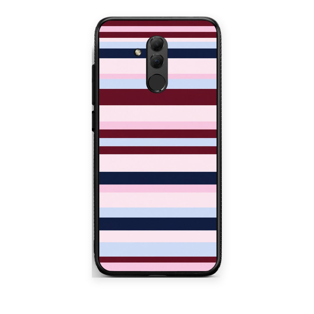 Θήκη Huawei Mate 20 Lite Burgundy Pink and Blue Horizontal Stripes από τη Smartfits με σχέδιο στο πίσω μέρος και μαύρο περίβλημα | Huawei Mate 20 Lite Burgundy Pink and Blue Horizontal Stripes case with colorful back and black bezels