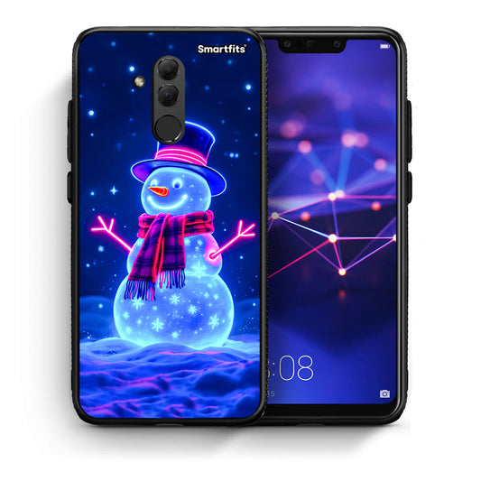 Θήκη Huawei Mate 20 Lite Christmas Neon Snowman από τη Smartfits με σχέδιο στο πίσω μέρος και μαύρο περίβλημα | Huawei Mate 20 Lite Christmas Neon Snowman case with colorful back and black bezels