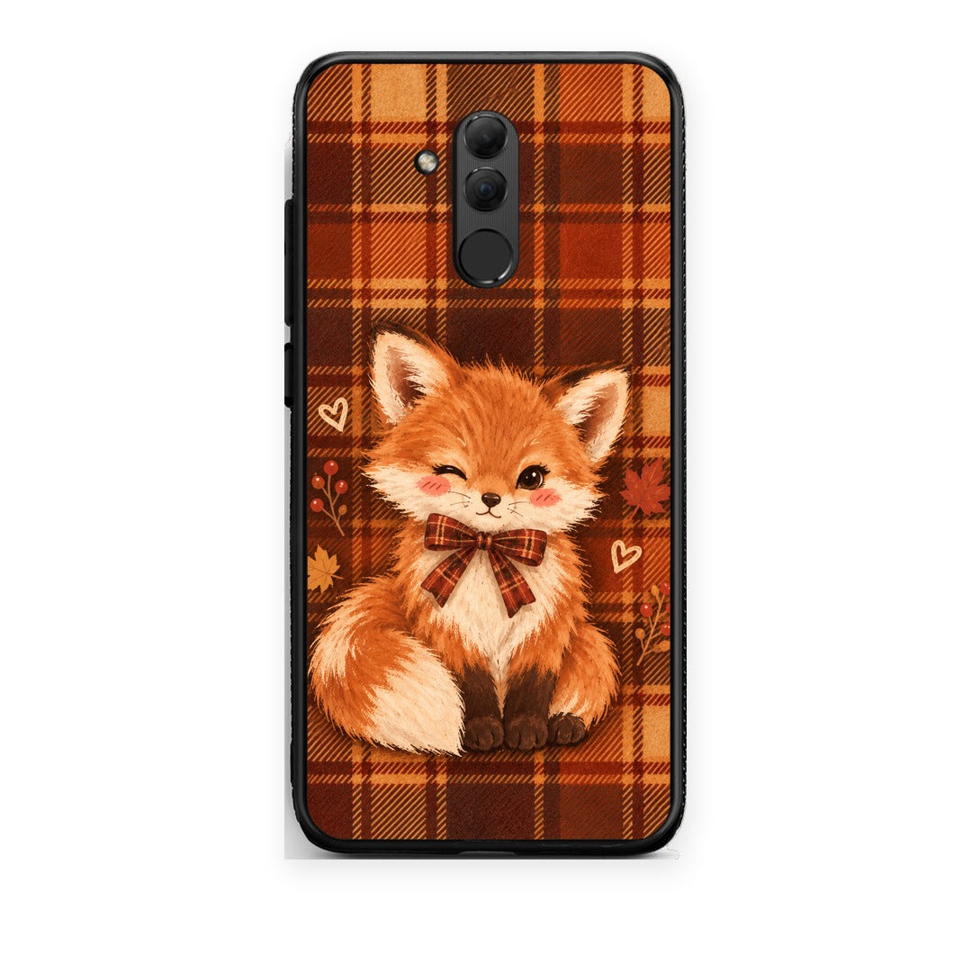 Θήκη Huawei Mate 20 Lite Fox on Autumn Tartan από τη Smartfits με σχέδιο στο πίσω μέρος και μαύρο περίβλημα | Huawei Mate 20 Lite Fox on Autumn Tartan case with colorful back and black bezels