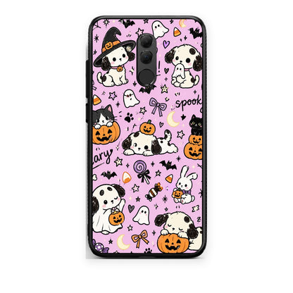 Θήκη Huawei Mate 20 Lite Halloween Puppies and Friends on Lilac από τη Smartfits με σχέδιο στο πίσω μέρος και μαύρο περίβλημα | Huawei Mate 20 Lite Halloween Puppies and Friends on Lilac case with colorful back and black bezels