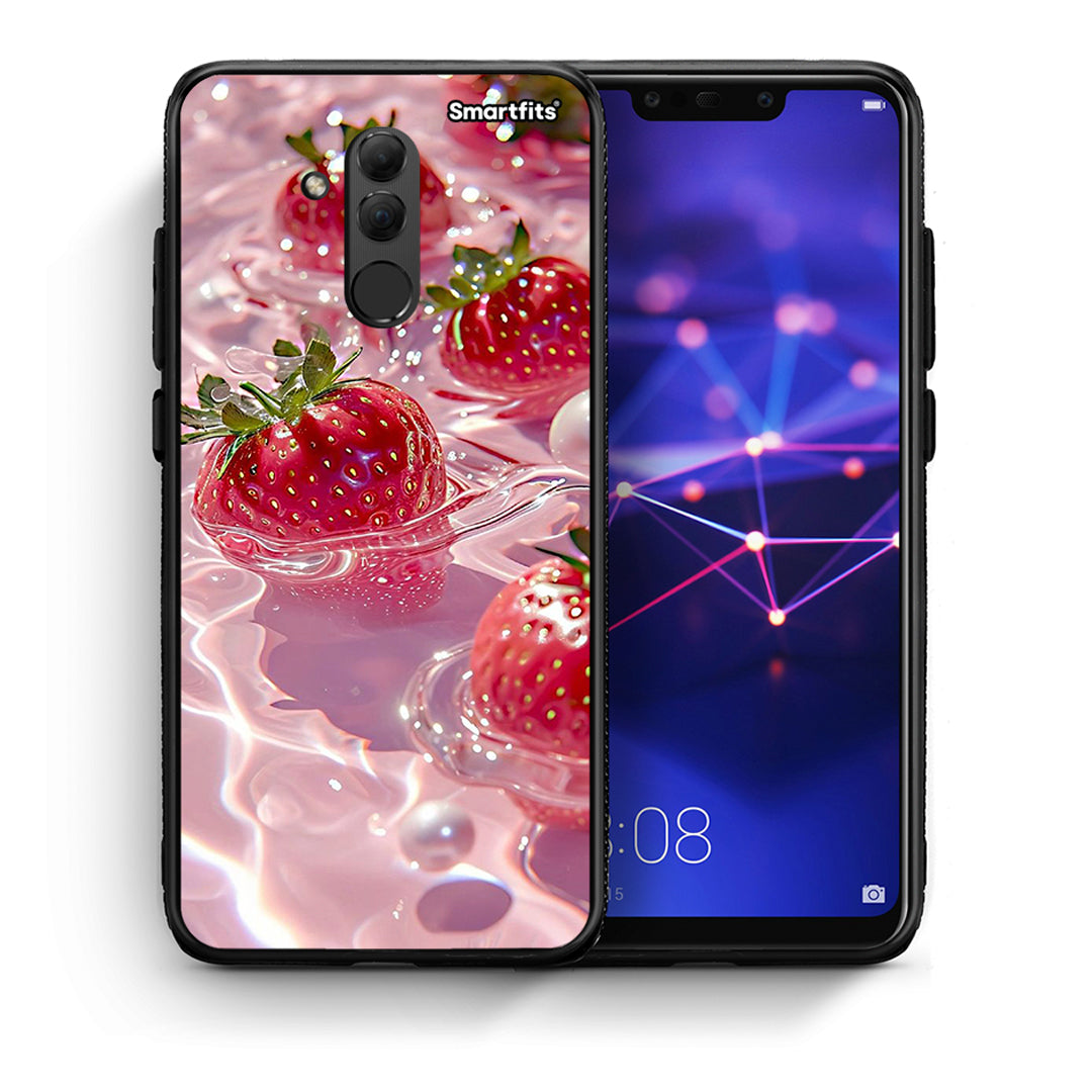 Θήκη Huawei Mate 20 Lite Juicy Strawberries από τη Smartfits με σχέδιο στο πίσω μέρος και μαύρο περίβλημα | Huawei Mate 20 Lite Juicy Strawberries case with colorful back and black bezels