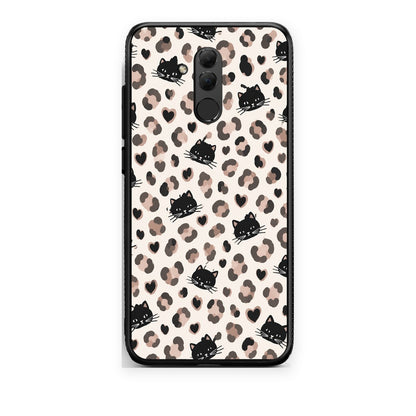 Θήκη Huawei Mate 20 Lite Leopard Spots and Black Cats on Cream από τη Smartfits με σχέδιο στο πίσω μέρος και μαύρο περίβλημα | Huawei Mate 20 Lite Leopard Spots and Black Cats on Cream case with colorful back and black bezels