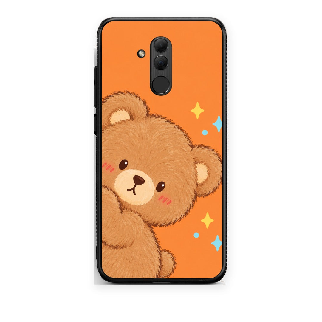 Θήκη Huawei Mate 20 Lite Peekaboo Teddy on Orange από τη Smartfits με σχέδιο στο πίσω μέρος και μαύρο περίβλημα | Huawei Mate 20 Lite Peekaboo Teddy on Orange case with colorful back and black bezels