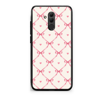 Θήκη Huawei Mate 20 Lite Pink Bow Lattice and Hearts on Cream από τη Smartfits με σχέδιο στο πίσω μέρος και μαύρο περίβλημα | Huawei Mate 20 Lite Pink Bow Lattice and Hearts on Cream case with colorful back and black bezels