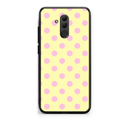 Θήκη Huawei Mate 20 Lite Pink Polka Dots on Yellow από τη Smartfits με σχέδιο στο πίσω μέρος και μαύρο περίβλημα | Huawei Mate 20 Lite Pink Polka Dots on Yellow case with colorful back and black bezels