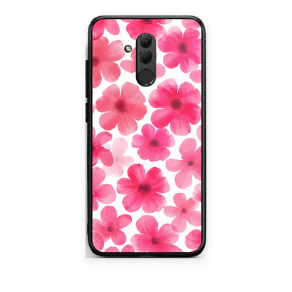 Θήκη Huawei Mate 20 Lite Pink Watercolour Flowers on White από τη Smartfits με σχέδιο στο πίσω μέρος και μαύρο περίβλημα | Huawei Mate 20 Lite Pink Watercolour Flowers on White case with colorful back and black bezels