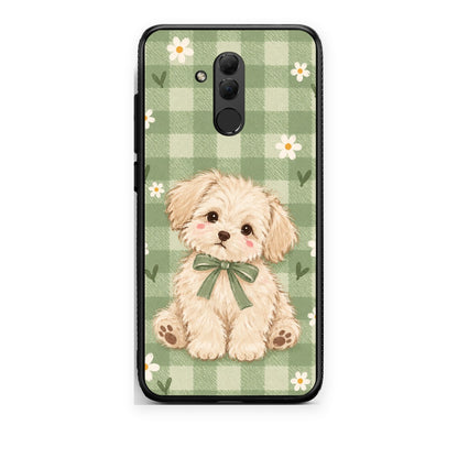 Θήκη Huawei Mate 20 Lite Puppy and Daisies on Sage Gingham από τη Smartfits με σχέδιο στο πίσω μέρος και μαύρο περίβλημα | Huawei Mate 20 Lite Puppy and Daisies on Sage Gingham case with colorful back and black bezels