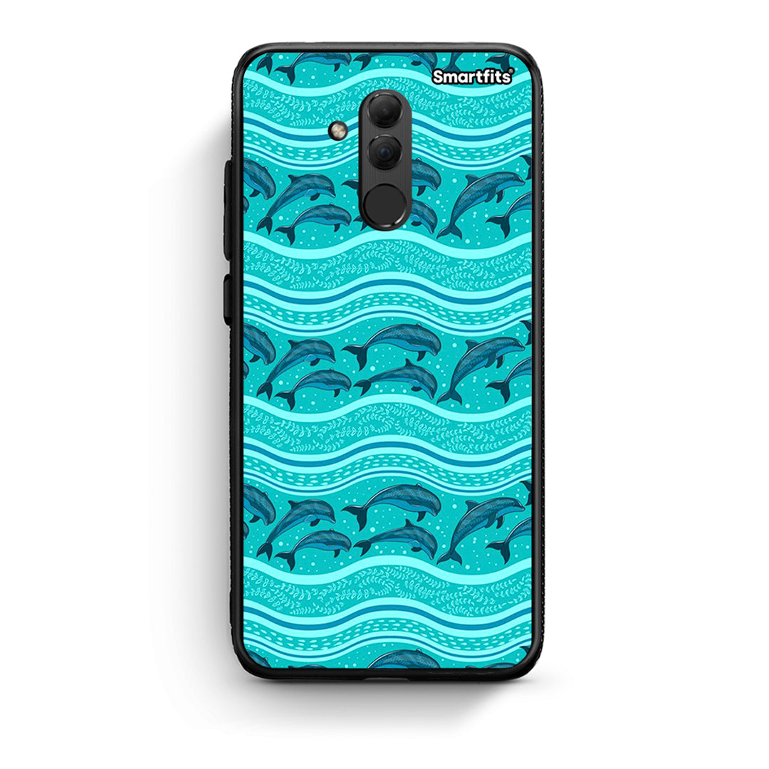 Huawei Mate 20 Lite Swimming Dolphins θήκη από τη Smartfits με σχέδιο στο πίσω μέρος και μαύρο περίβλημα | Smartphone case with colorful back and black bezels by Smartfits