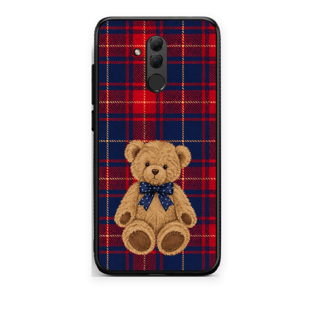Θήκη Huawei Mate 20 Lite Teddy Bear on Red and Navy Tartan από τη Smartfits με σχέδιο στο πίσω μέρος και μαύρο περίβλημα | Huawei Mate 20 Lite Teddy Bear on Red and Navy Tartan case with colorful back and black bezels