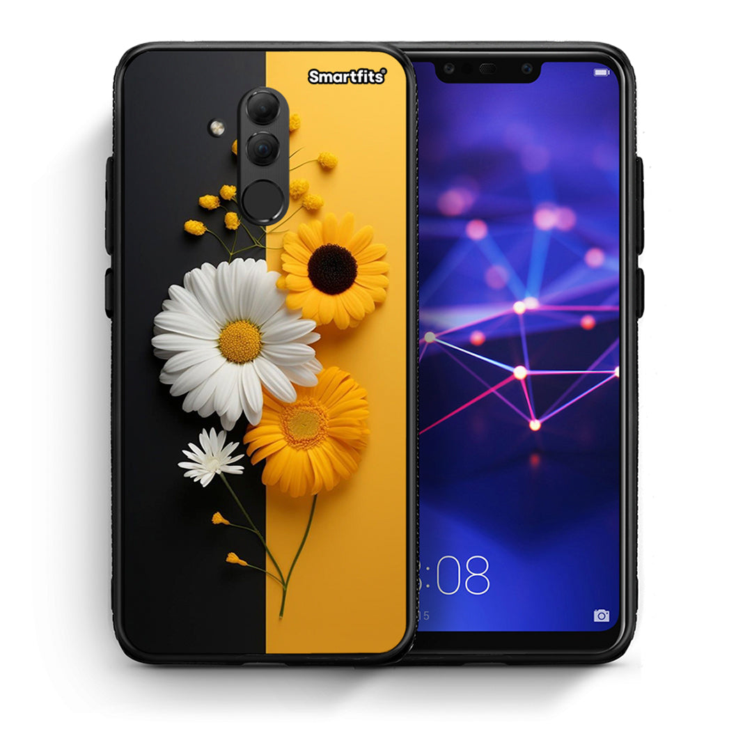 Θήκη Huawei Mate 20 Lite Yellow Daisies από τη Smartfits με σχέδιο στο πίσω μέρος και μαύρο περίβλημα | Huawei Mate 20 Lite Yellow Daisies case with colorful back and black bezels