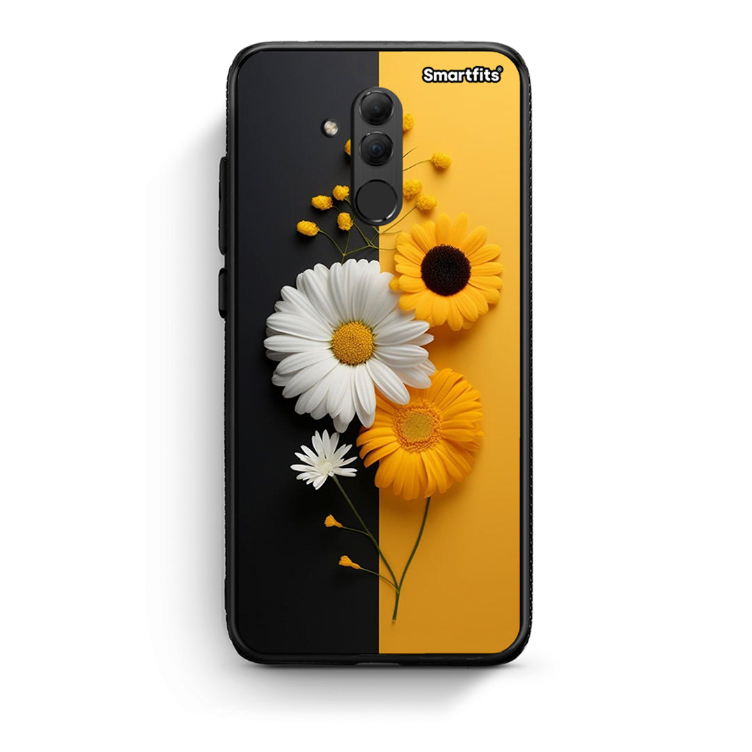 Huawei Mate 20 Lite Yellow Daisies θήκη από τη Smartfits με σχέδιο στο πίσω μέρος και μαύρο περίβλημα | Smartphone case with colorful back and black bezels by Smartfits