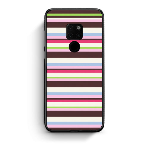 Θήκη Huawei Mate 20 Multicolour Horizontal Stripes από τη Smartfits με σχέδιο στο πίσω μέρος και μαύρο περίβλημα | Huawei Mate 20 Multicolour Horizontal Stripes case with colorful back and black bezels