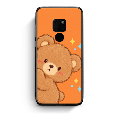 Θήκη Huawei Mate 20 Peekaboo Teddy on Orange από τη Smartfits με σχέδιο στο πίσω μέρος και μαύρο περίβλημα | Huawei Mate 20 Peekaboo Teddy on Orange case with colorful back and black bezels