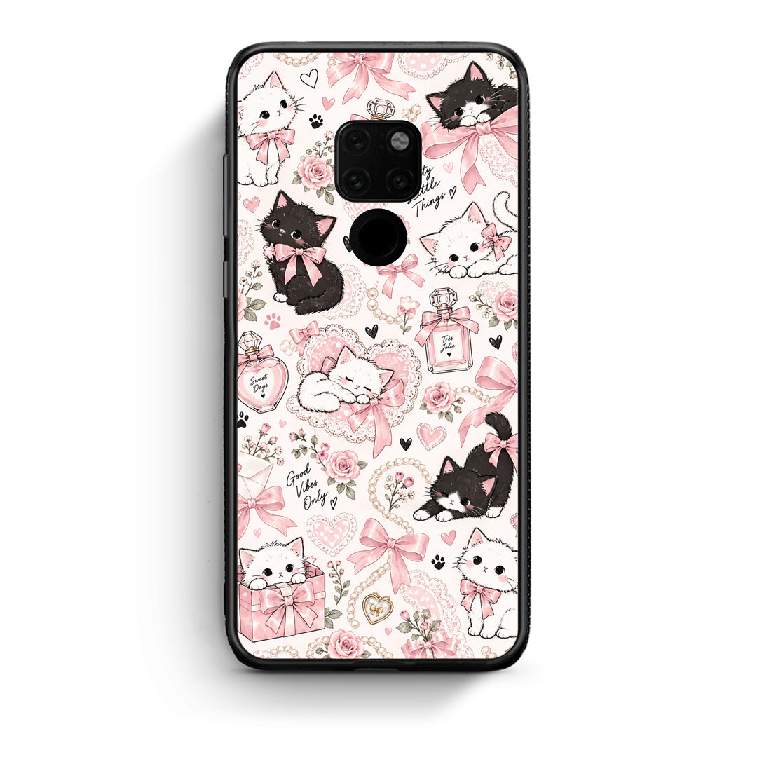 Θήκη Huawei Mate 20 Pink Bows and Kittens Collage από τη Smartfits με σχέδιο στο πίσω μέρος και μαύρο περίβλημα | Huawei Mate 20 Pink Bows and Kittens Collage case with colorful back and black bezels