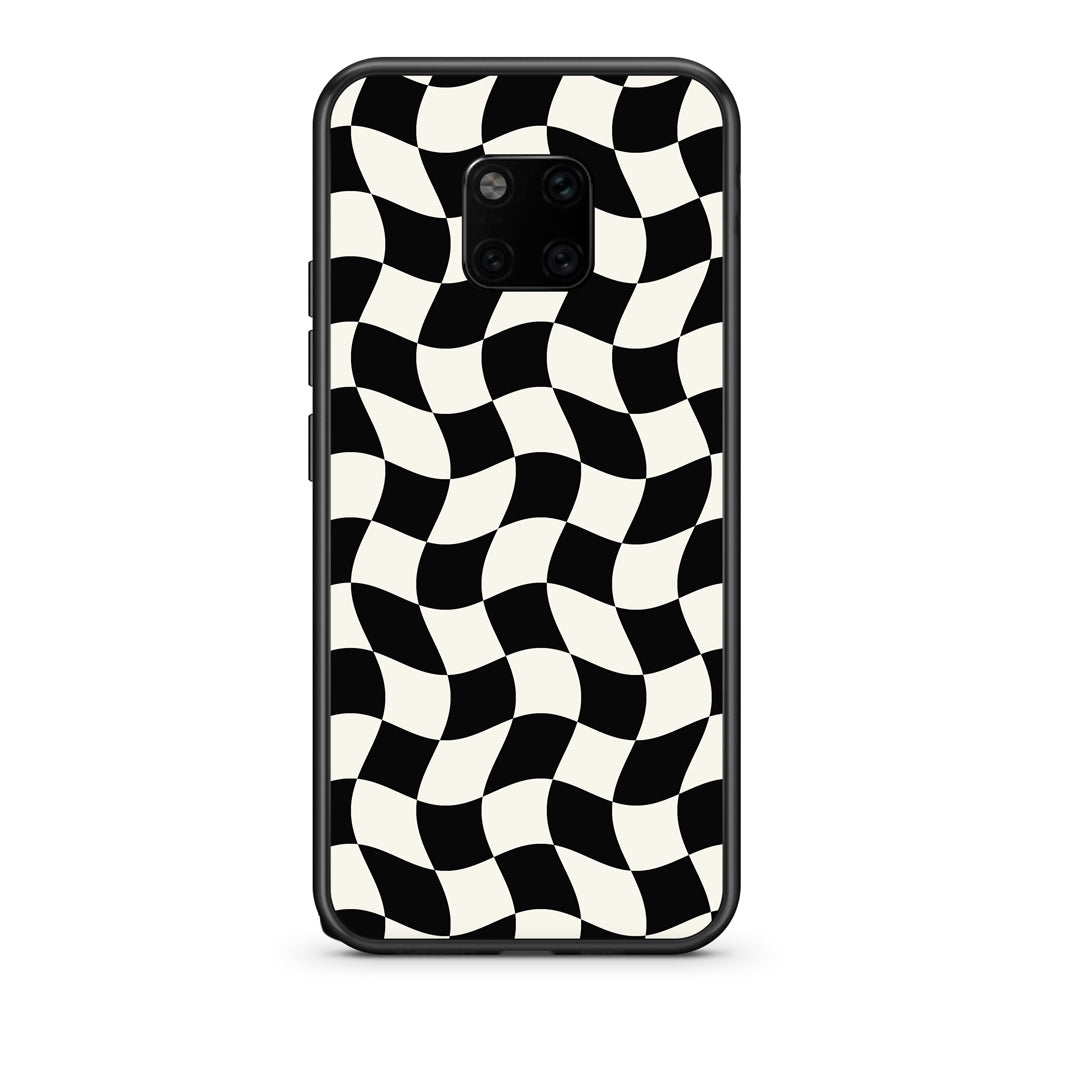 Θήκη Huawei Mate 20 Pro Black and Cream Wavy Checkerboard από τη Smartfits με σχέδιο στο πίσω μέρος και μαύρο περίβλημα | Huawei Mate 20 Pro Black and Cream Wavy Checkerboard case with colorful back and black bezels