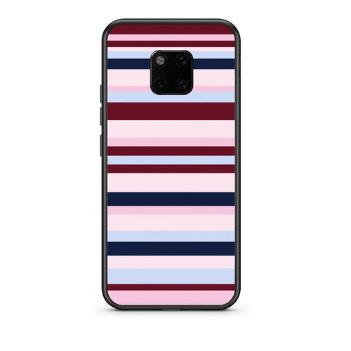 Θήκη Huawei Mate 20 Pro Burgundy Pink and Blue Horizontal Stripes από τη Smartfits με σχέδιο στο πίσω μέρος και μαύρο περίβλημα | Huawei Mate 20 Pro Burgundy Pink and Blue Horizontal Stripes case with colorful back and black bezels