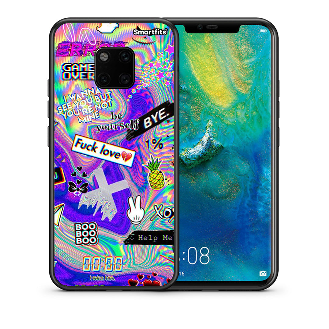 Θήκη Huawei Mate 20 Pro Game Over από τη Smartfits με σχέδιο στο πίσω μέρος και μαύρο περίβλημα | Huawei Mate 20 Pro Game Over case with colorful back and black bezels
