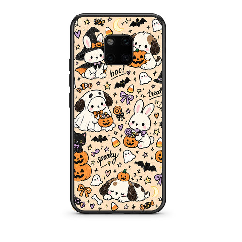 Θήκη Huawei Mate 20 Pro Halloween Puppies and Friends on Cream από τη Smartfits με σχέδιο στο πίσω μέρος και μαύρο περίβλημα | Huawei Mate 20 Pro Halloween Puppies and Friends on Cream case with colorful back and black bezels