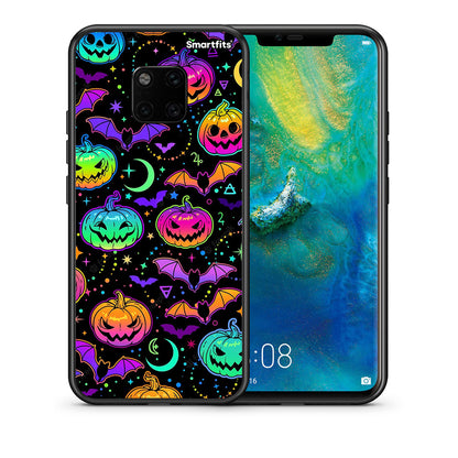 Θήκη Huawei Mate 20 Pro Neon Halloween από τη Smartfits με σχέδιο στο πίσω μέρος και μαύρο περίβλημα | Huawei Mate 20 Pro Neon Halloween case with colorful back and black bezels