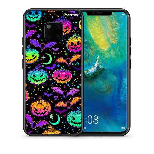 Θήκη Huawei Mate 20 Pro Neon Halloween από τη Smartfits με σχέδιο στο πίσω μέρος και μαύρο περίβλημα | Huawei Mate 20 Pro Neon Halloween case with colorful back and black bezels