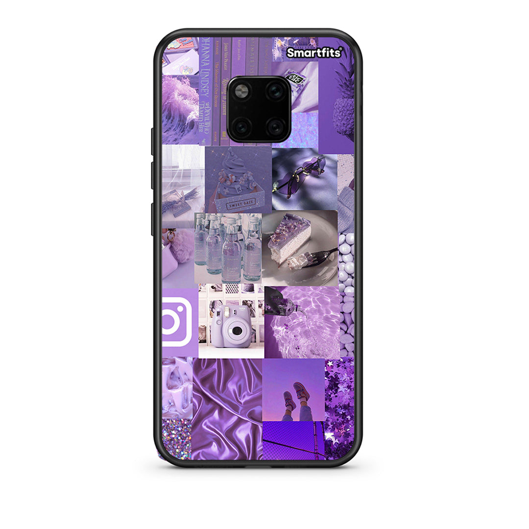 Huawei Mate 20 Pro Purple Aesthetic Collage θήκη από τη Smartfits με σχέδιο στο πίσω μέρος και μαύρο περίβλημα | Smartphone case with colorful back and black bezels by Smartfits