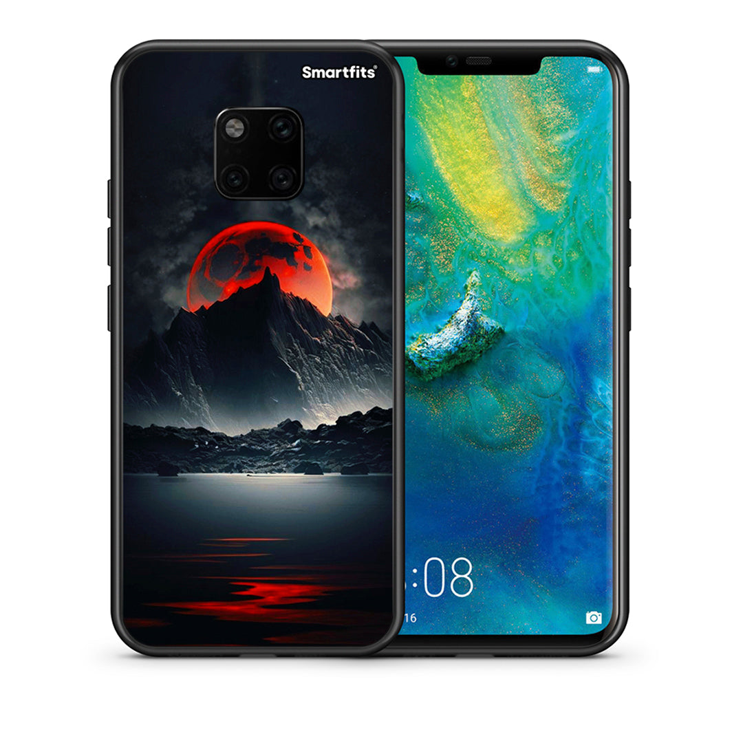 Θήκη Huawei Mate 20 Pro Red Full Moon από τη Smartfits με σχέδιο στο πίσω μέρος και μαύρο περίβλημα | Huawei Mate 20 Pro Red Full Moon case with colorful back and black bezels