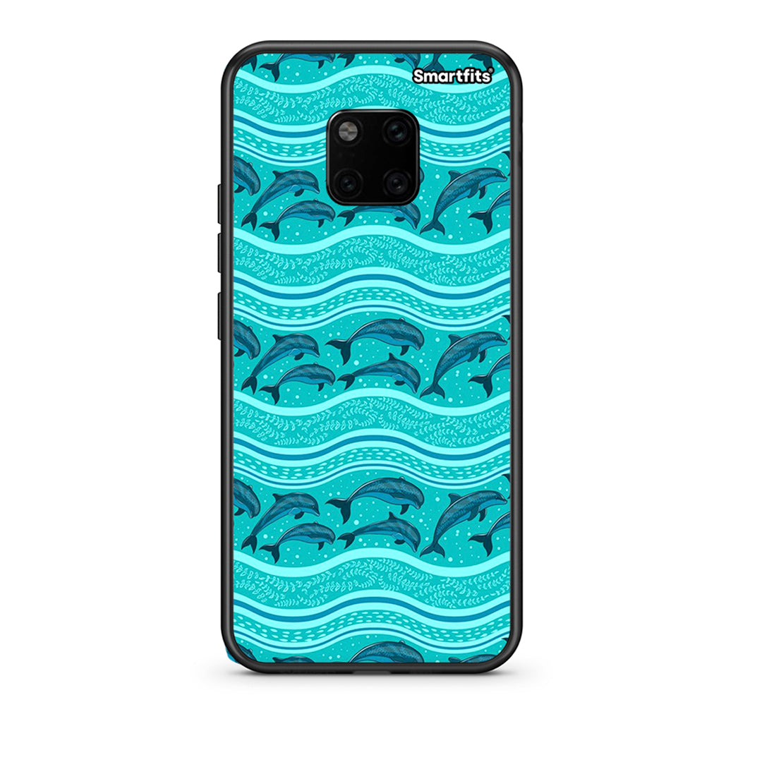 Huawei Mate 20 Pro Swimming Dolphins θήκη από τη Smartfits με σχέδιο στο πίσω μέρος και μαύρο περίβλημα | Smartphone case with colorful back and black bezels by Smartfits