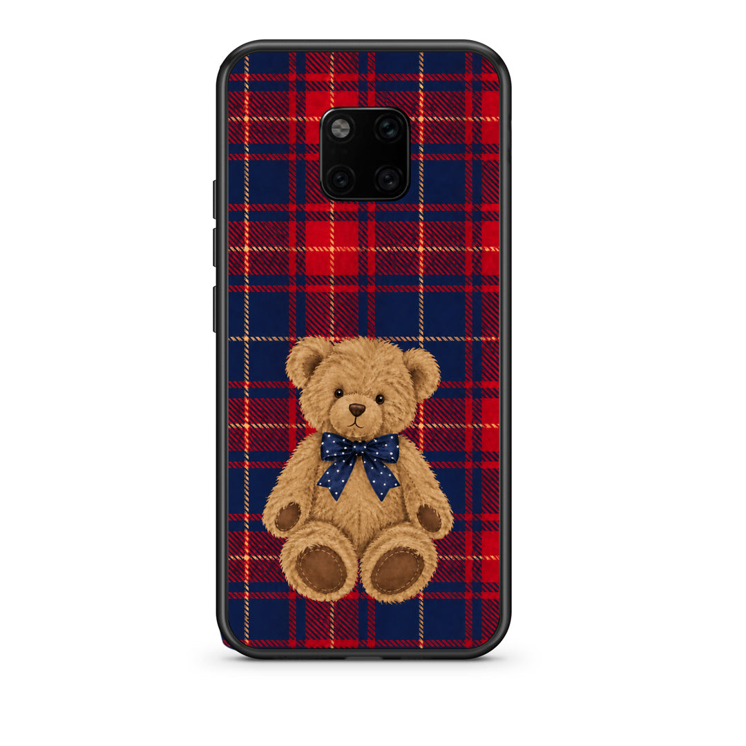 Θήκη Huawei Mate 20 Pro Teddy Bear on Red and Navy Tartan από τη Smartfits με σχέδιο στο πίσω μέρος και μαύρο περίβλημα | Huawei Mate 20 Pro Teddy Bear on Red and Navy Tartan case with colorful back and black bezels