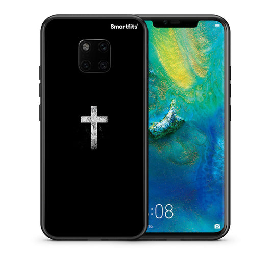 Θήκη Huawei Mate 20 Pro White Cross από τη Smartfits με σχέδιο στο πίσω μέρος και μαύρο περίβλημα | Huawei Mate 20 Pro White Cross case with colorful back and black bezels