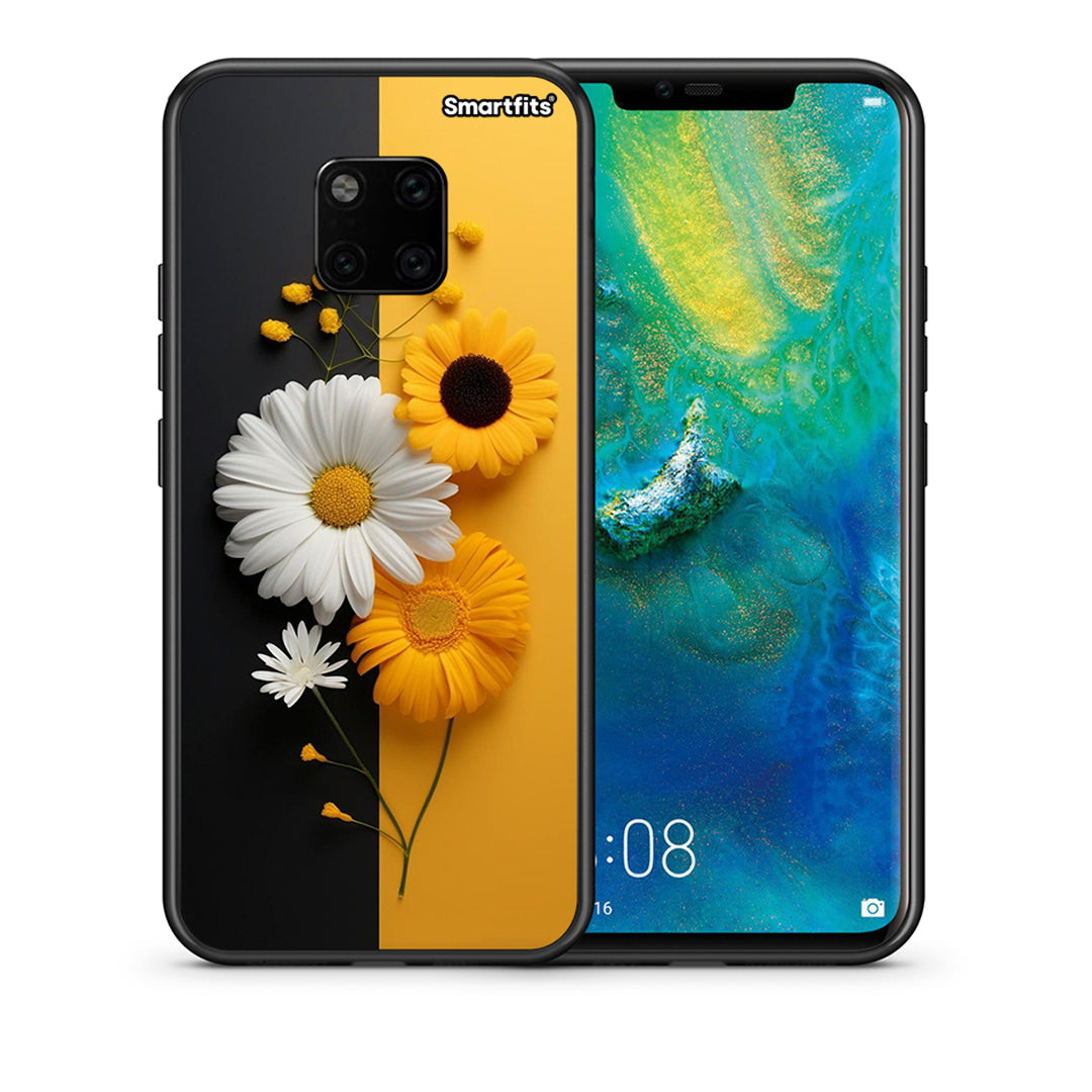 Θήκη Huawei Mate 20 Pro Yellow Daisies από τη Smartfits με σχέδιο στο πίσω μέρος και μαύρο περίβλημα | Huawei Mate 20 Pro Yellow Daisies case with colorful back and black bezels