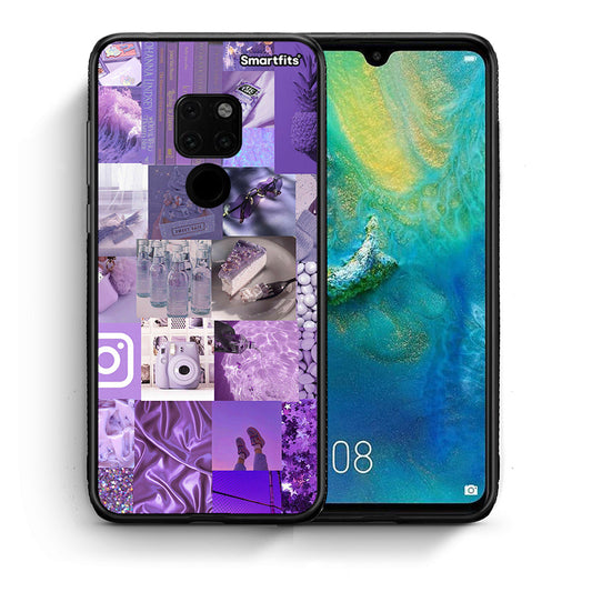 Θήκη Huawei Mate 20 Purple Aesthetic Collage από τη Smartfits με σχέδιο στο πίσω μέρος και μαύρο περίβλημα | Huawei Mate 20 Purple Aesthetic Collage case with colorful back and black bezels