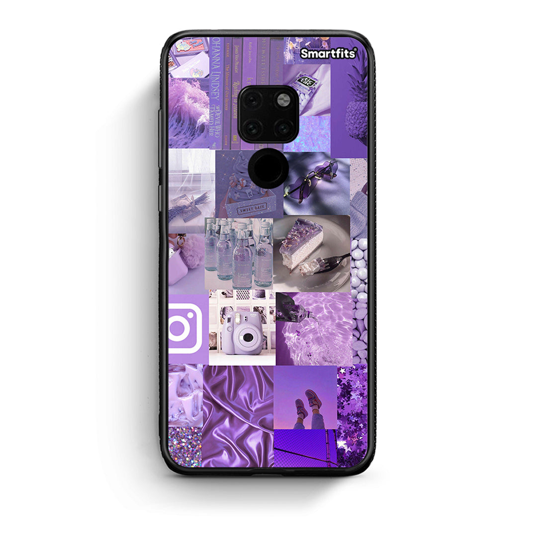 Huawei Mate 20 Purple Aesthetic Collage θήκη από τη Smartfits με σχέδιο στο πίσω μέρος και μαύρο περίβλημα | Smartphone case with colorful back and black bezels by Smartfits